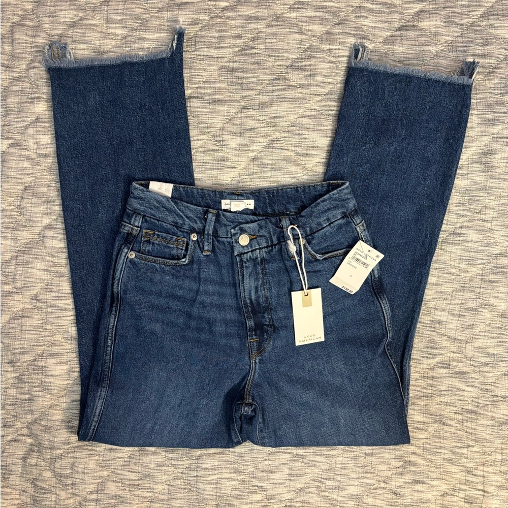 Good American Good Curve Straight Leg Cropped Jeans Sz 0/25 NWT | Straight Leg -